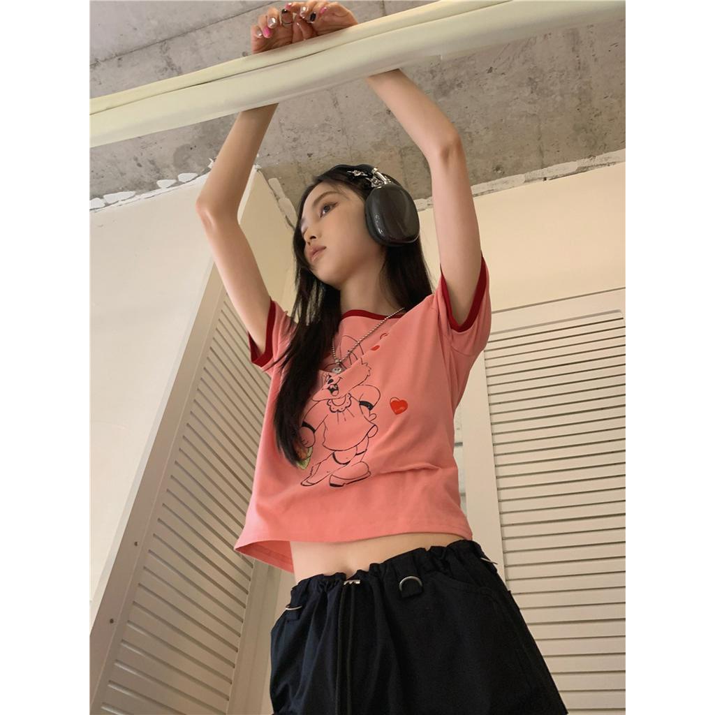 Áo Thun Ngắn Tay In Hình Thỏ Phong Cách Retro 62564