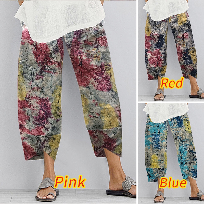 Quần dài ZANZEA dáng rộng in họa tiết phối túi đơn giản dành cho nữ | BigBuy360 - bigbuy360.vn