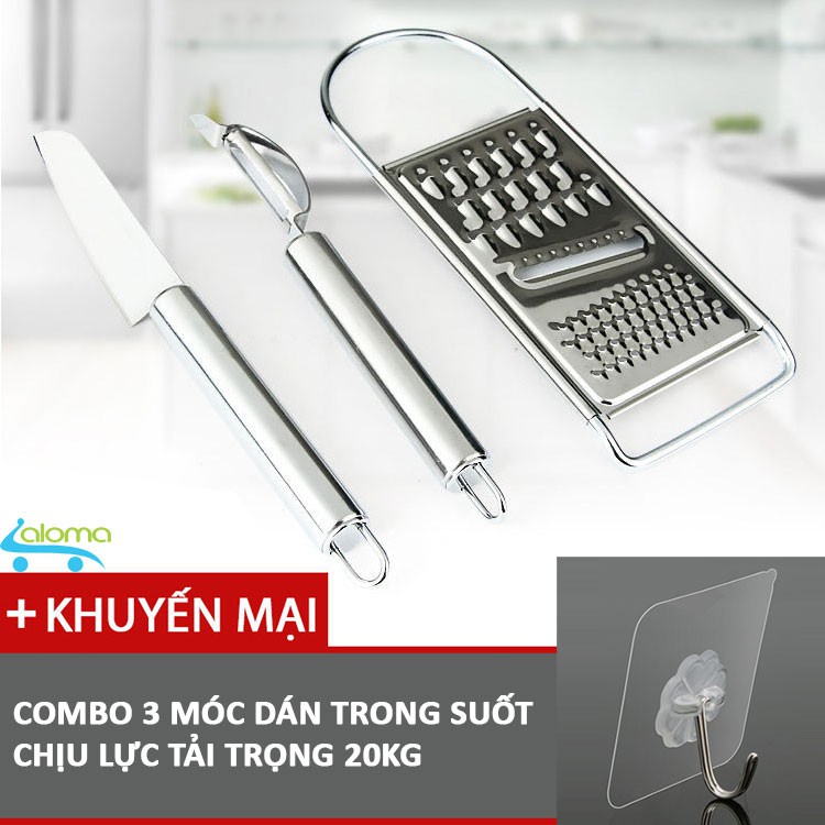 Bộ dụng cụ nhà bếp dao nạo gọt bào bằng inox 3 trong 1 Homebi HB-N31