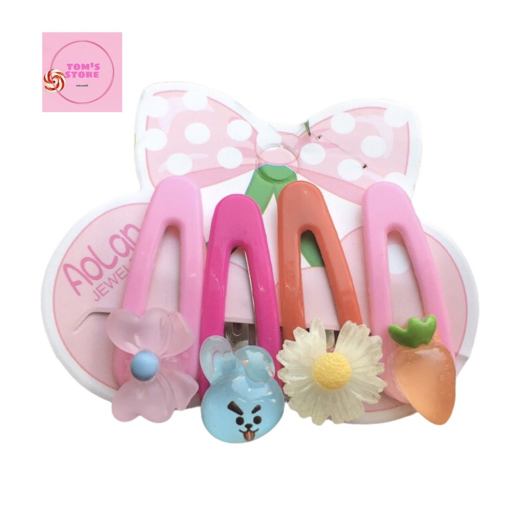 kẹp bím tóc cho bé đáng yêu điệu đà set 4 chi tiết
