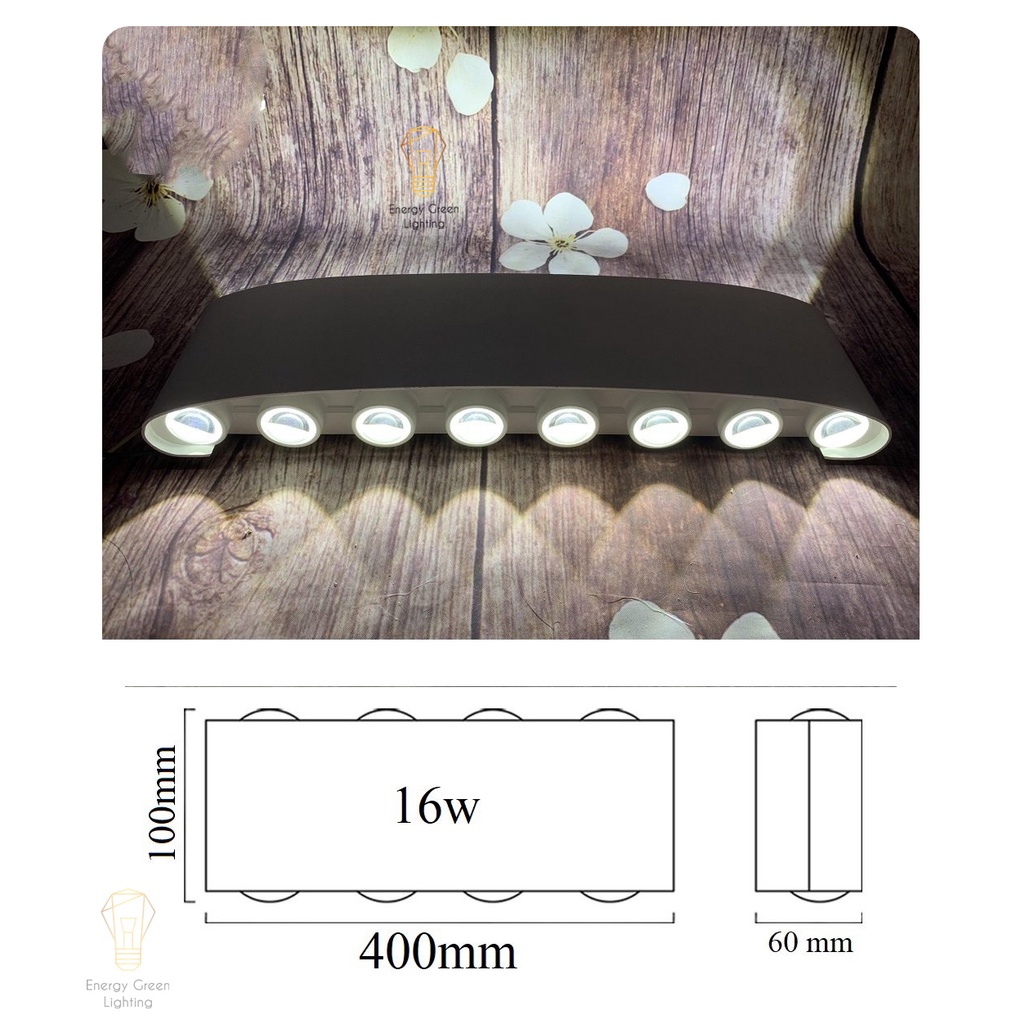 Đèn trang trí hắt tường Energy Green Lighting 2 đầu 16w chống nước TN191 - Thân nhôm - Bảo hành 12 tháng
