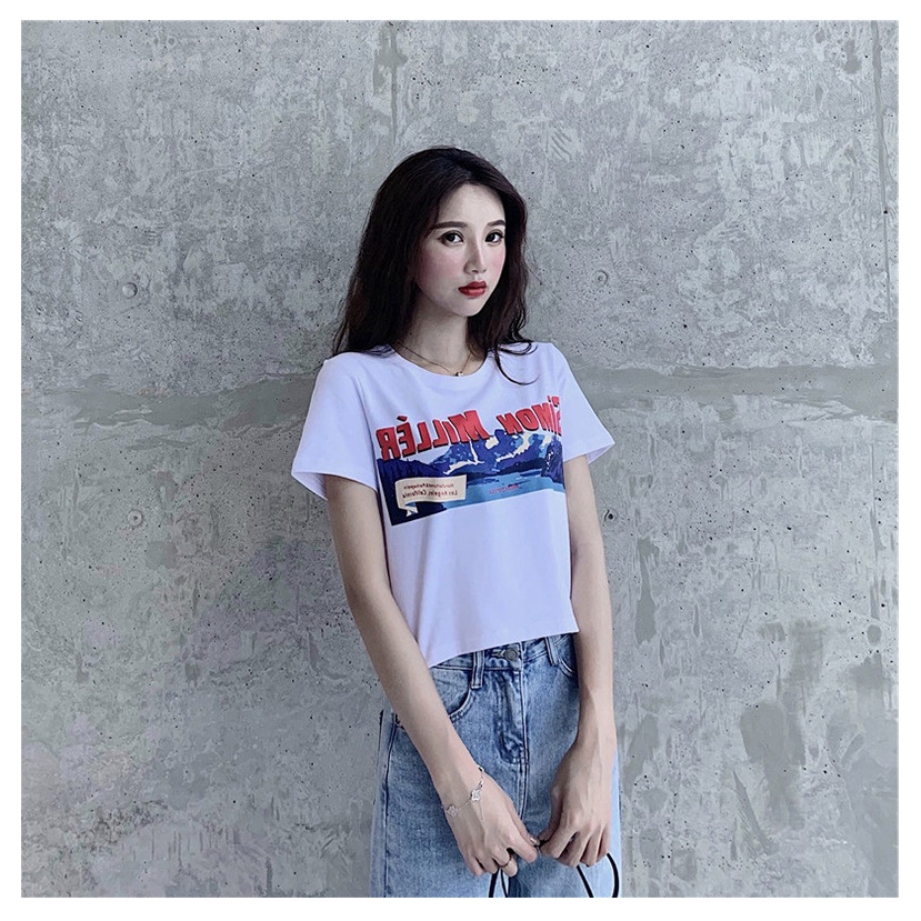 Áo Thun Tay Ngắn Màu Trắng Thời Trang Phương Tây