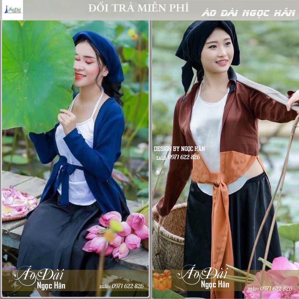 Áo Yếm Tứ Thân Chụp Sen Đẹp Kèm Áo Choàng Đủ Màu Tặng Khăn Y03