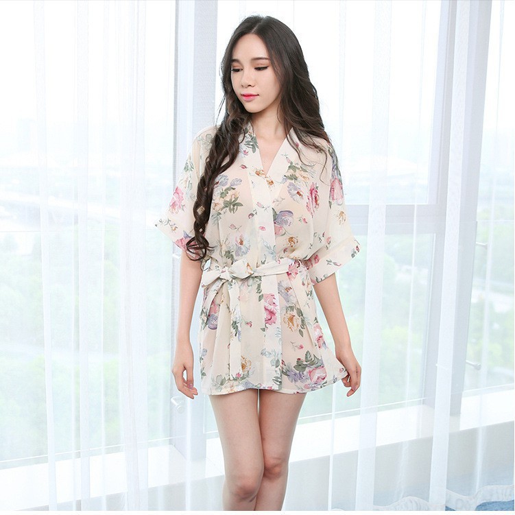 [lấy sỉ chỉ 1 cái][FreeSize 40-60 kg] váy ngủ sexy Aó choàng ngủ sexy kimono chiffon hoa AM100001