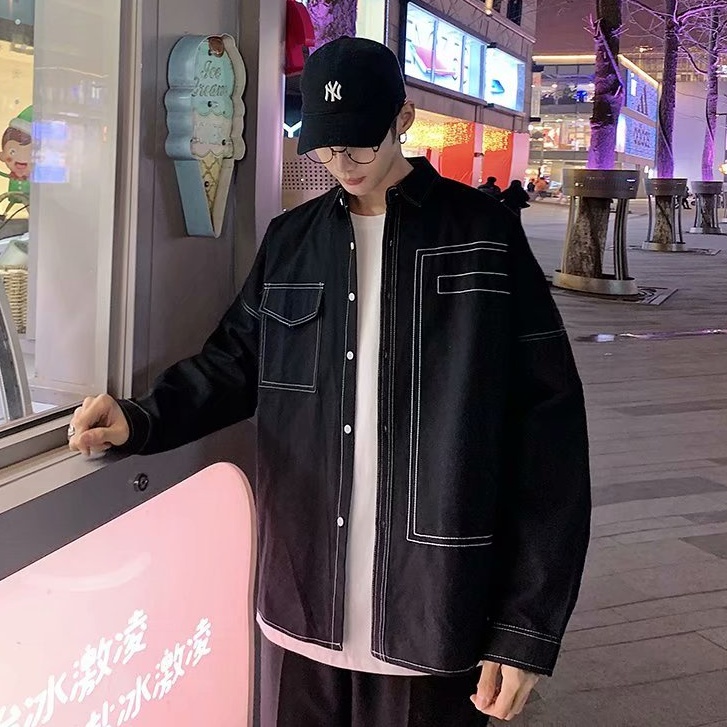 Áo Sơ Mi Dài Tay Phong Cách Hàn Quốc Trẻ Trung Dành thương Hợp thời trang Bình thường áo flannel from rộng siêu đẹp áo sơ mi nam trắng