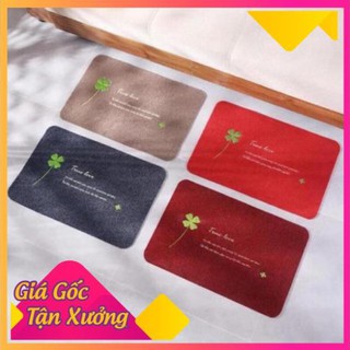 Thảm chùi chân, thảm cửa ra vào thêu cỏ ba lá, nhiều kích thước