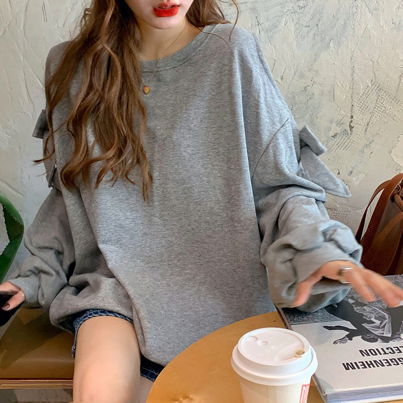 [ORDER] ÁO NỈ OVERSIZE KHOÉT VAI ĐỘC LẠ ULZZANG - KÈM ẢNH FB CUỐI