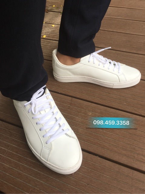 Giày Sneaker nam màu trắng VNXK da thật 100% - xả bom SIÊU SỐC