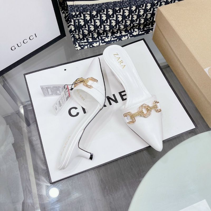 (ẢNH THẬT) Guốc Sục 5p Zara Khoá Xích Da Mềm Êm Fullbox Tem Hãng Cao Cấp