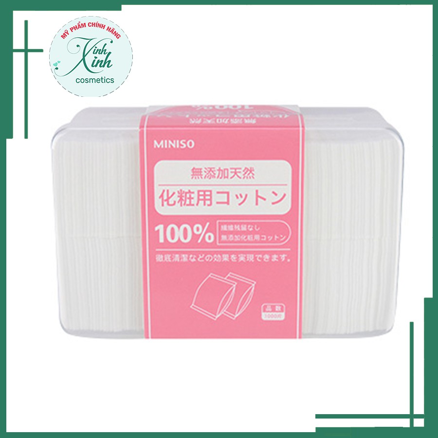 [CHÍNH HÃNG] Hộp bông tẩy trang Miniso 1000 miếng Nhật Bản, tẩy nhẹ nhàng, mền mại cho da