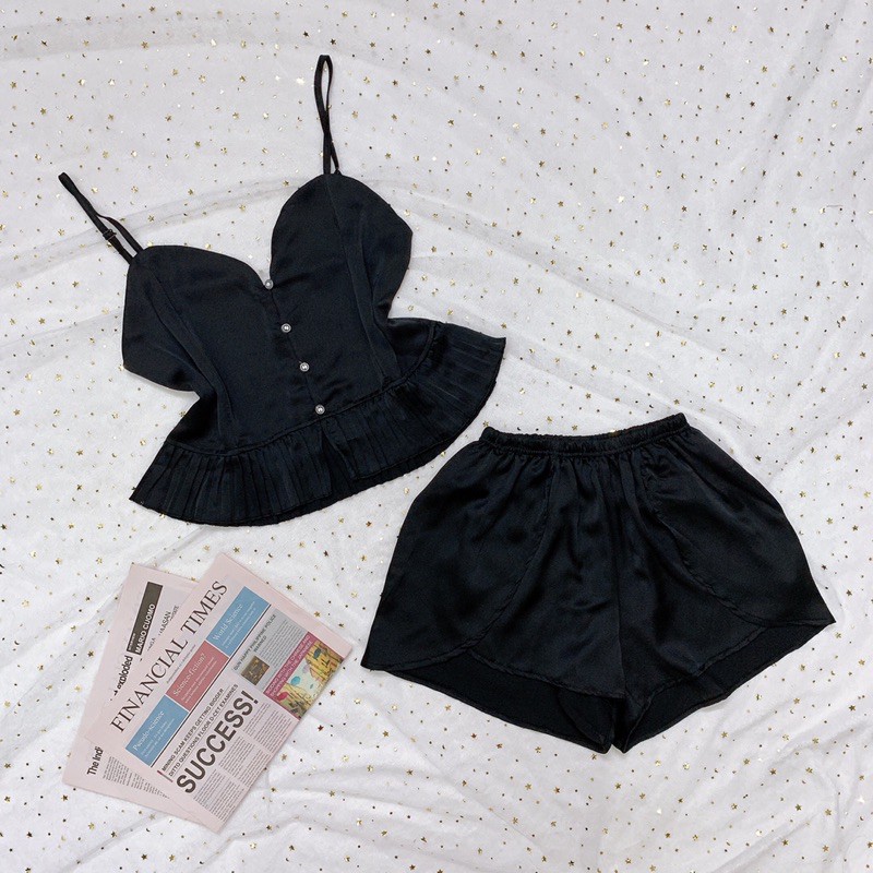 Đồ ngủ nữ sexy  Freeship  Đồ ngủ nữ sexy satin mềm mịn áo 2 dây Freesize dưới 60kg - Linqu Sleepwear