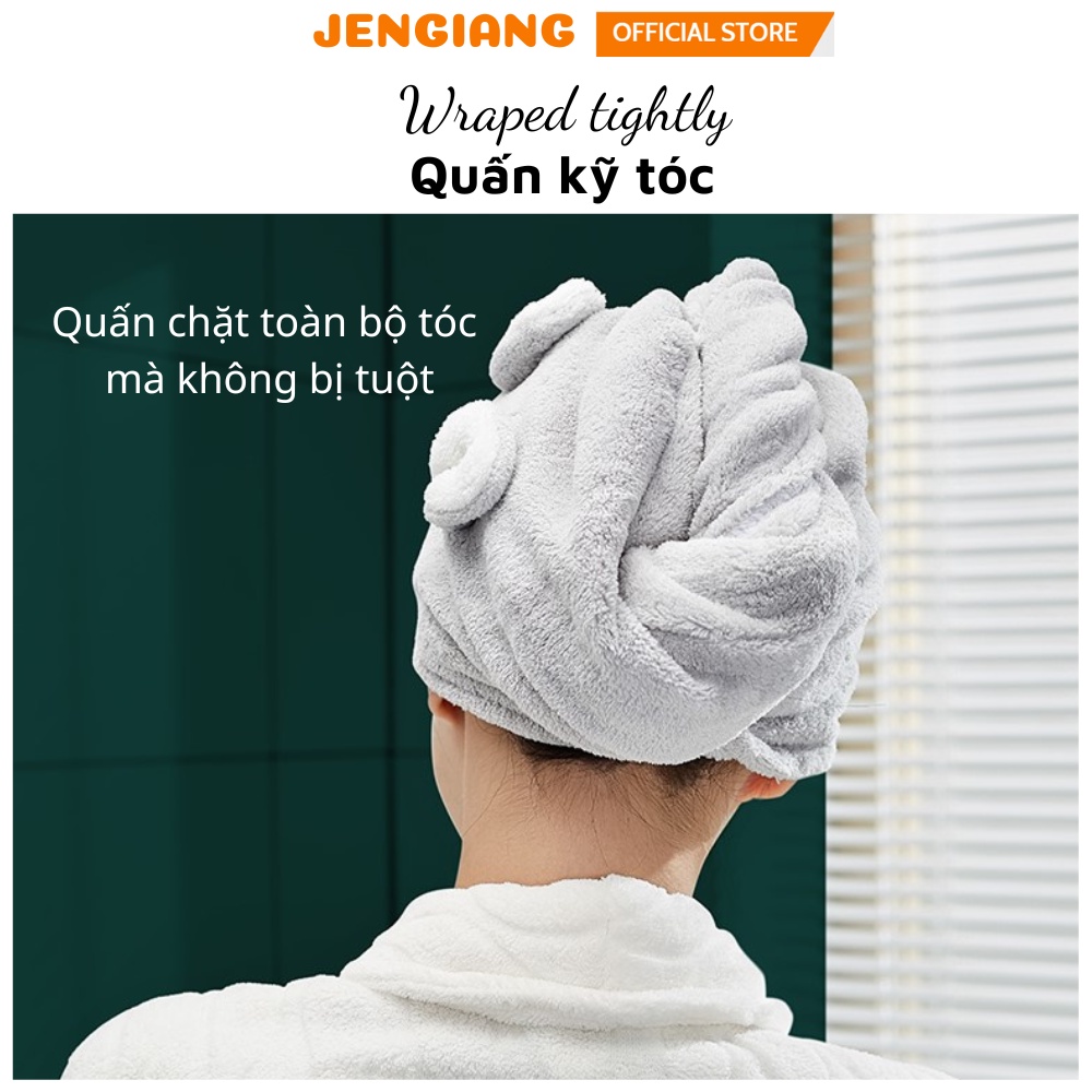 Khăn quấn tóc nhanh khô Jengiang Cotton cao cấp hút nước cực nhanh cuốn khô tóc siêu tốc - Loại 1 cao cấp