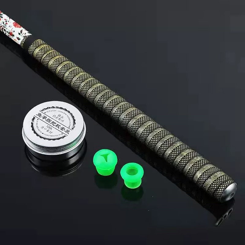 Combo Hộp cuốn cán cần PU hộp thiếc cao cấp kèm nhẫn và nút bảo vệ đối trọng