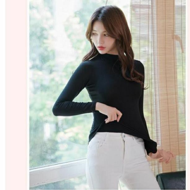 Áo thu nữ giữ nhiệt cổ 3 phân có lót nỉ day dặn, cực ấm áp  H&T Clothes