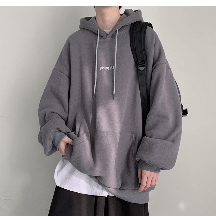 Áo Hoodie Dài Tay Dáng Rộng In Hình Giản Dị Thời Trang Dành Cho Nam
