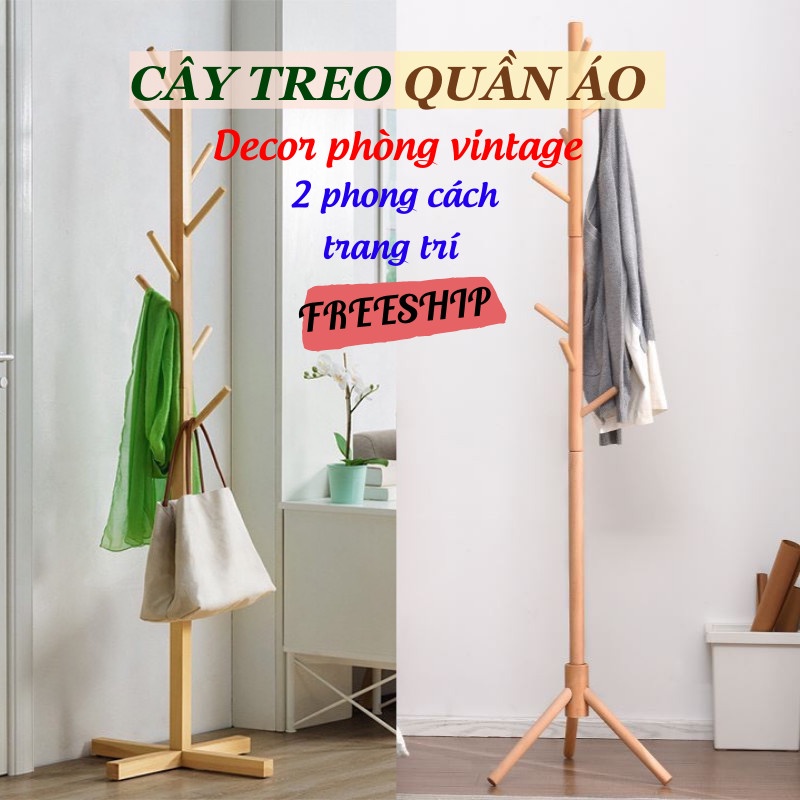 Giá Treo Quần Áo, Cây Treo Quần Áo, Bằng Gỗ Trang Trí Phòng Đa Năng LEON OFFICIAL