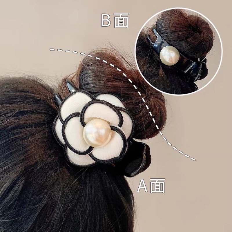 Kẹp tóc càng cua hoa hồng vải ngọc trai nhân tạo TIMSTORE phu kiện thời trang phong cách hàn