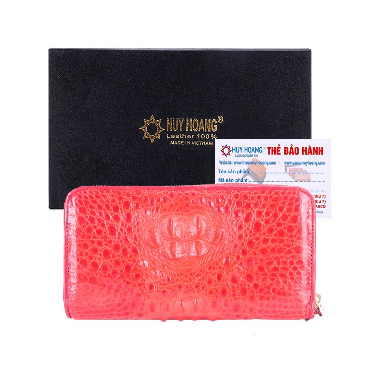 Ví nữ da cá sấu Huy Hoàng 1 khóa nguyên con màu đỏ-XH3250