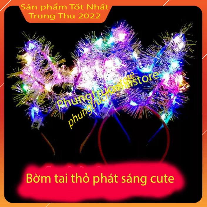 Bờm tóc - Băng đô bờm tai thỏ kim tuyến phát sáng trang điểm Hàn Quốc