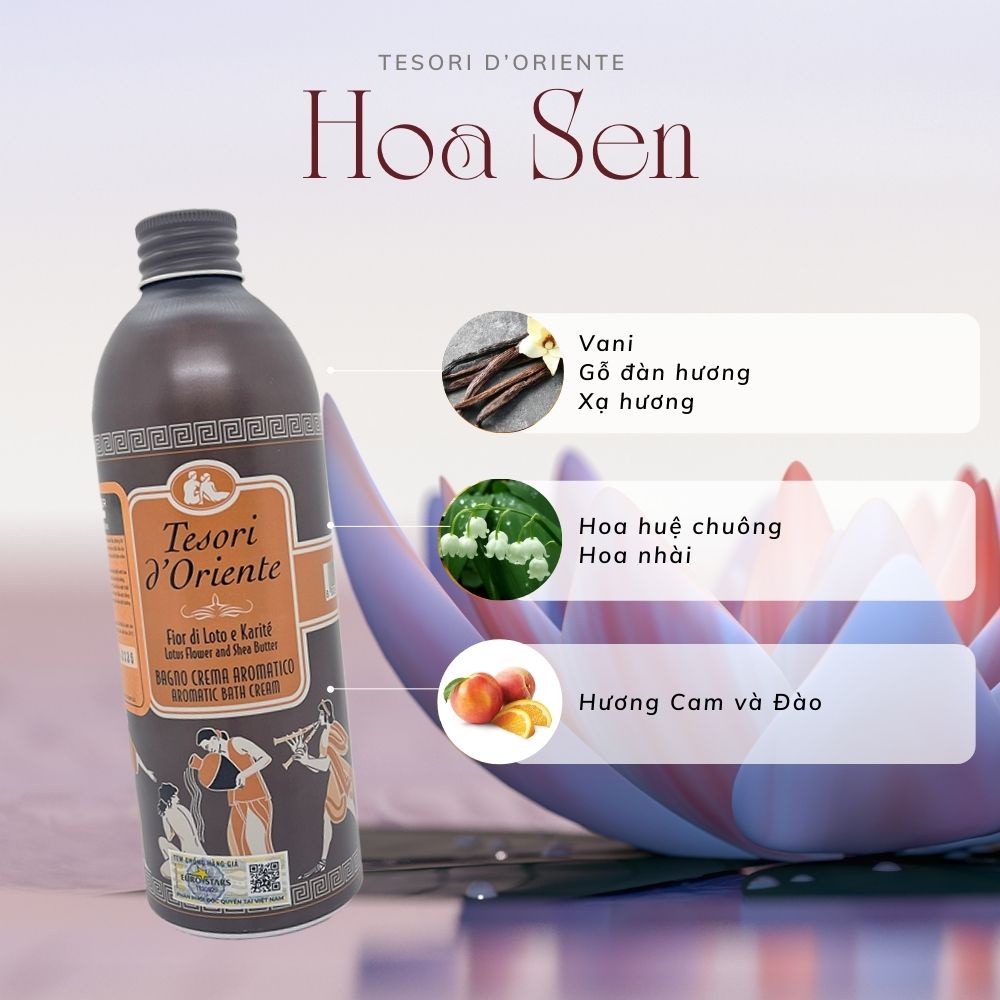 Combo Sữa Tắm Nước hoa Tesori 500ml và Kem Dưỡng Thể Tesori D'Oriente Ý chính hãng