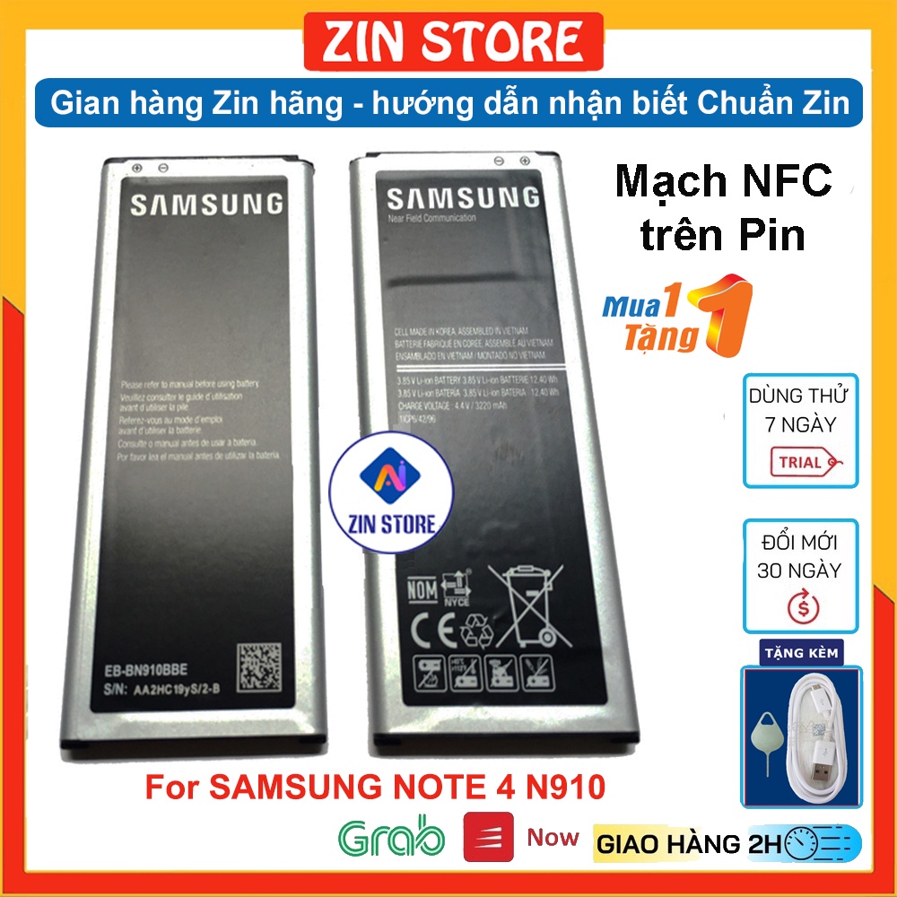 Pin Samsung Note 4 bản 1 sim (N910) dung lượng 3220mAh - Hàng SAMSUNG Việt Nam