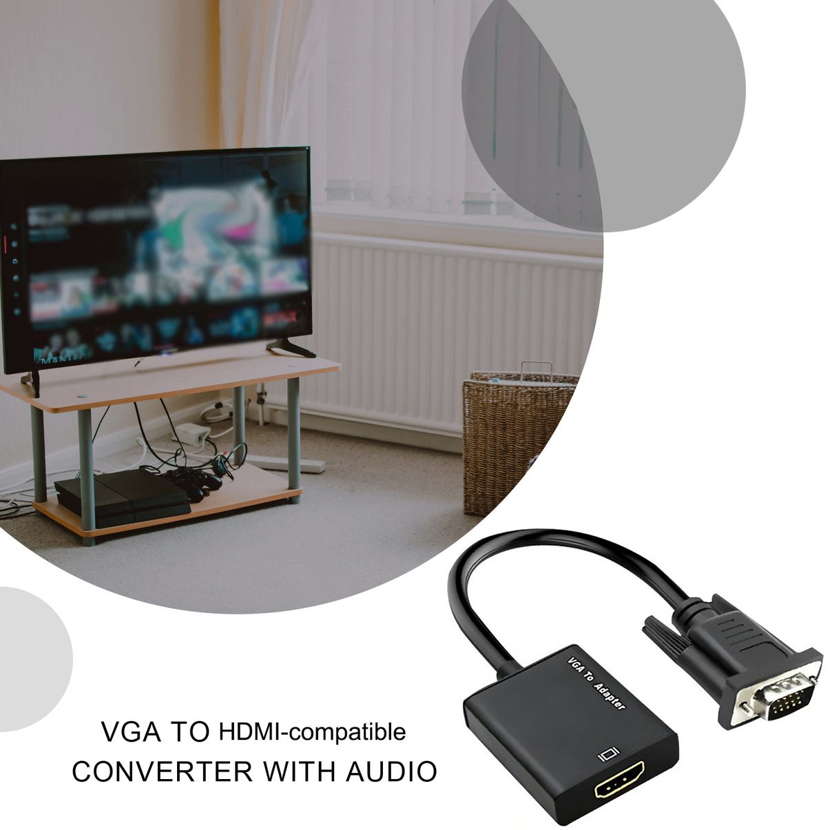 Bộ Chuyển Đổi Vga Sang Hdmi Với Âm Thanh 1080p Cho Máy Chiếu Laptop