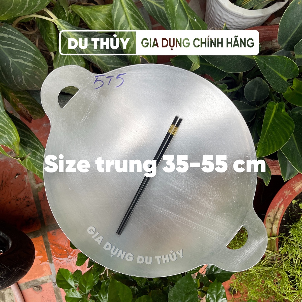 Chảo nhôm máy bay đổ bánh xèo, làm cơm cháy size trung 35-55 cm thiết kế quai liền đáy cạn của tongkhogiadungduthuy