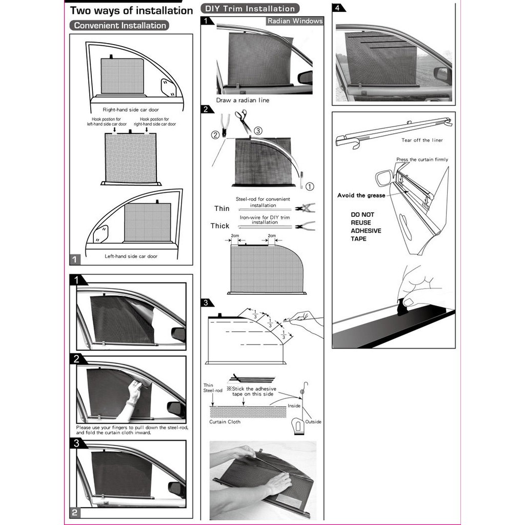 Rèm che nắng thông minh cho ô tô, xe hơi lên xuống theo kính ( Curtain 6)