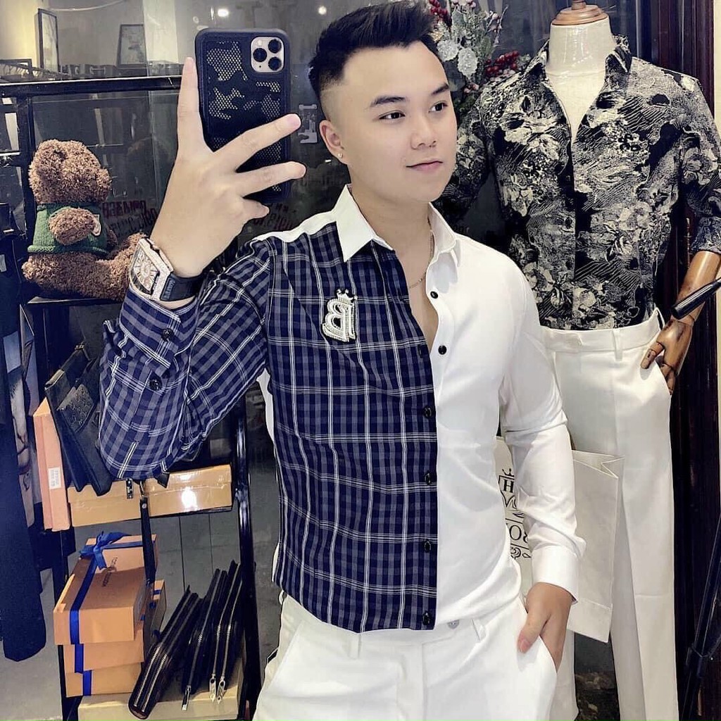 Áo Sơ Mi Nam Dài Tay 🔵 𝐅𝐑𝐄𝐄 𝐒𝐇𝐈𝐏 🔵 Sơ Mi Nam Vải Lụa Co Giãn Hàng Quảng Châu Thời Trang Hpfashion - Asmnhp06