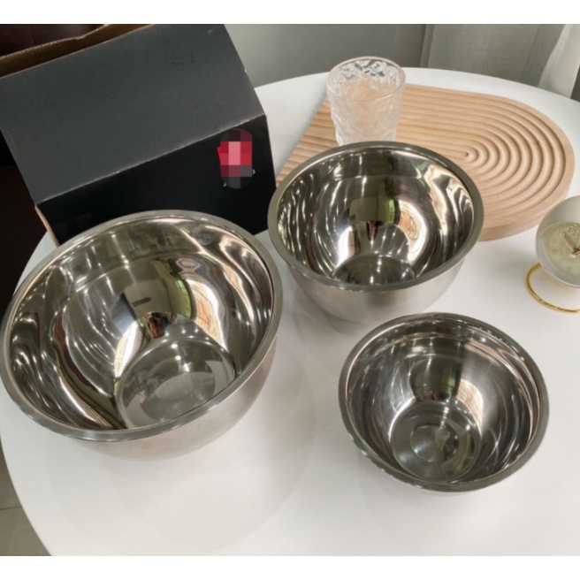 Tô trộn bột làm bánh đánh trứng âu đánh bột Inox cao cấp 3 chiếc