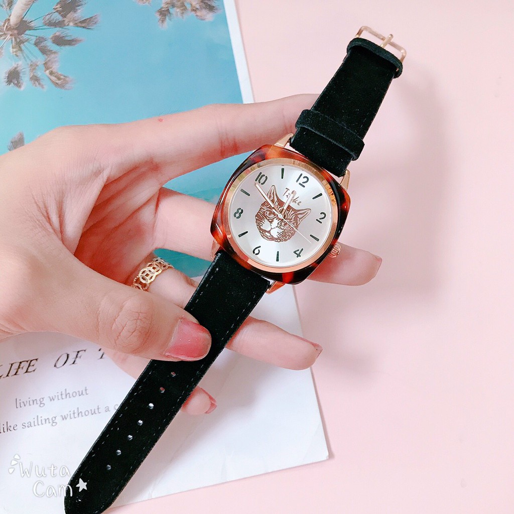 Đồng hồ nam Tieke in hình mèo, lên form chuẩn, nhiều màu sắc dễ dàng phối đồ | BigBuy360 - bigbuy360.vn