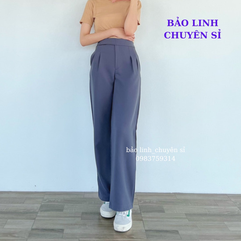 Quần Tây Ống Rộng Bảo Linh Ống Suông Nữ Lưng Cao Cạp Dán Siêu Hack Dáng M898