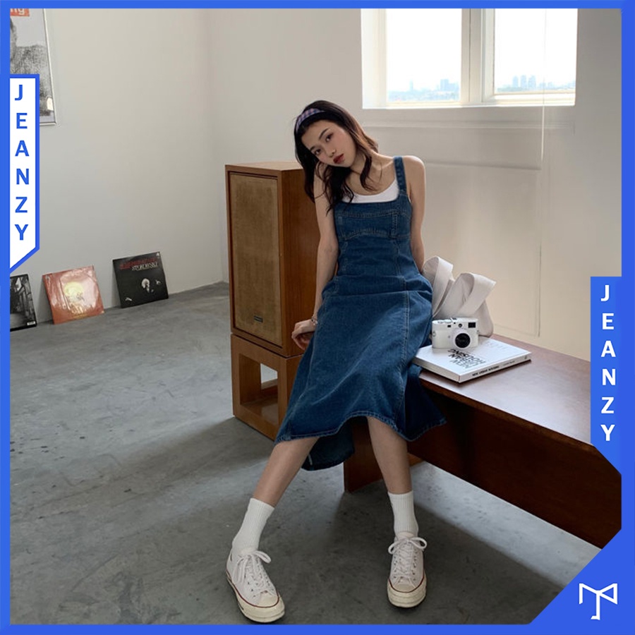 Đầm denim nữ 2 dây xòe phong cách Ulzzang cực đẹp JEAN ZY