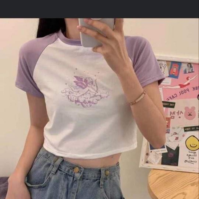 Áo tím croptop