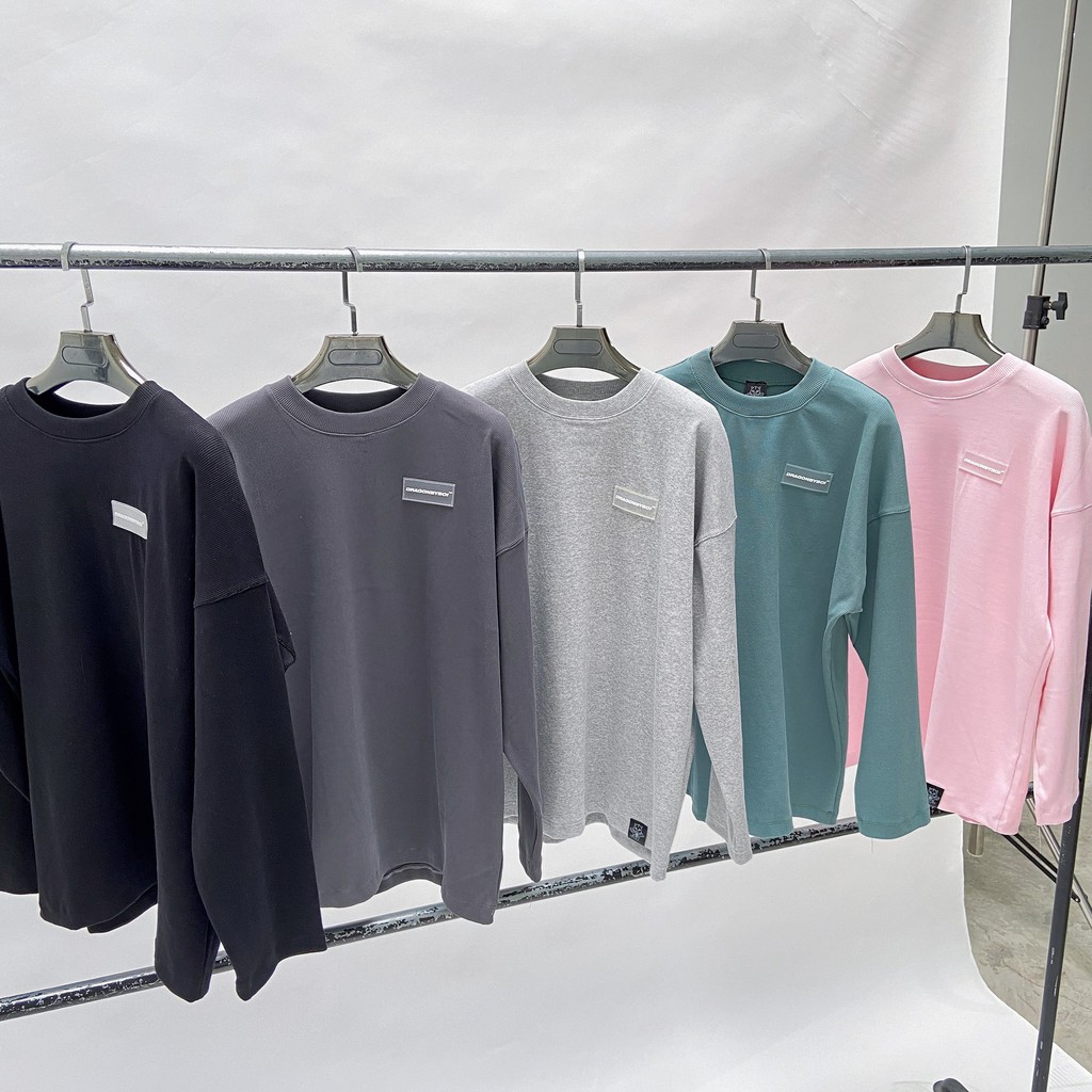 Áo Tay Dài Vải Gân 100% Cotton Cao Cấp - Áo Tee Long Sleeve Dragonbyboi BASIC FREESIZE Nhiều màu