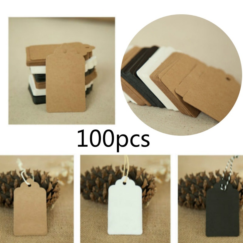 100 Tag Giấy Hình Tròn Kích Thước 7x4cm