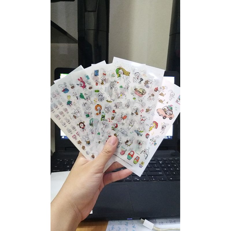 Set 6 tấm sticker thỏ tai dài