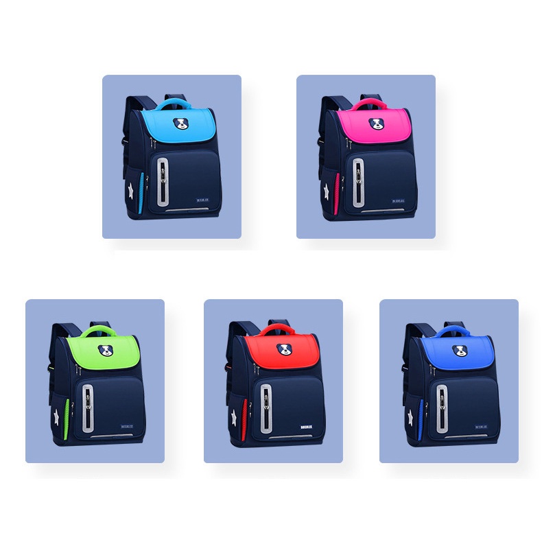 Balo Gấu Cho Bé Cấp 1 Chống Gù,Có Phản Quang,Chống Thấm Nước,Nhiều Ngăn Tiện Dụng