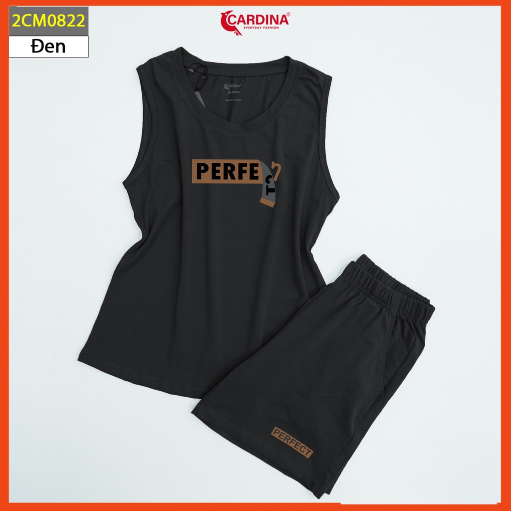 Đồ Bộ Nam CARDINA Chất Cotton Cao Cấp Áo Sát Nách In Chữ Kiểu Dáng Thể Thao 2CM08