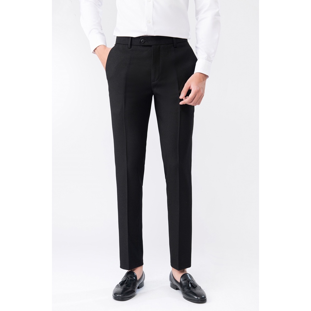 Quần âu nam HEAVEN màu đen ánh kim vải cotton cao cấp dáng slimfit trẻ trung lịch lãm QA03