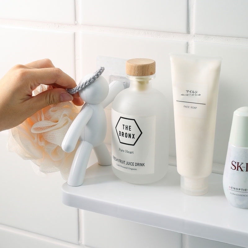 Kệ phòng tắm hình nhân để đồ dán tường để đồ nhà bếp chất liệu nhựa PP chắc chắn tiện lợi không cần khoan đục rất tiện