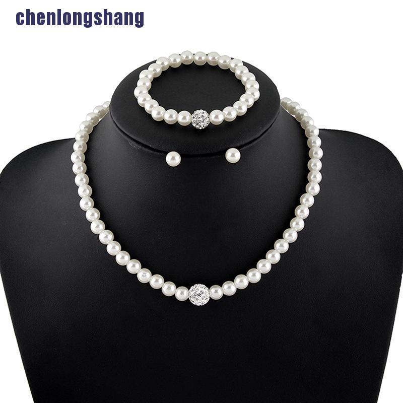 Set Vòng cổ Và Đôi Khuyên Tai Đính Ngọc Trai Sang Trọng Thanh Lịch Dành Cho Nữ