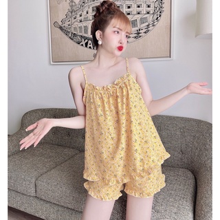 Đồ ngủ hai dây dễ thương, bộ lụa form rộng mặc nhà xinh