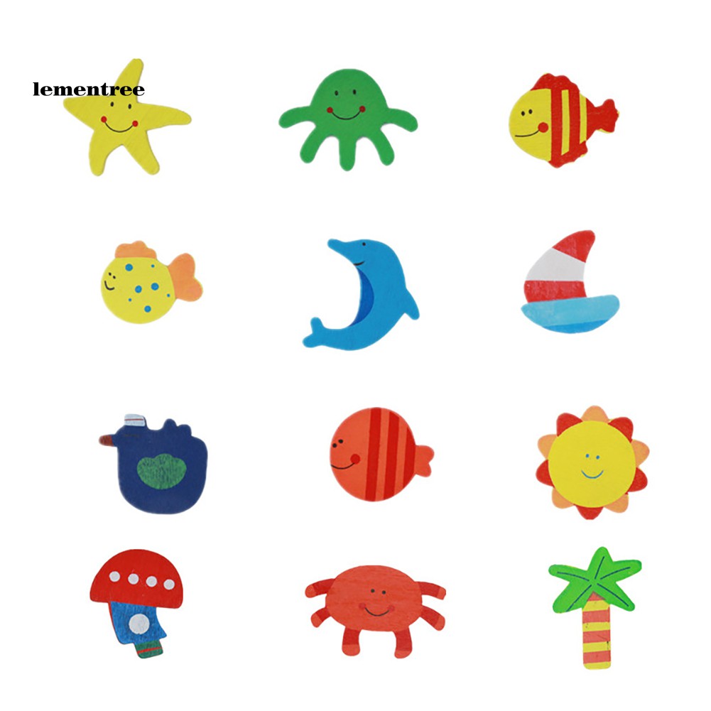 Set 12 Miếng Dán Nam Châm Trang Trí Tủ Lạnh Hình Cá Mặt Trời Dễ Thương