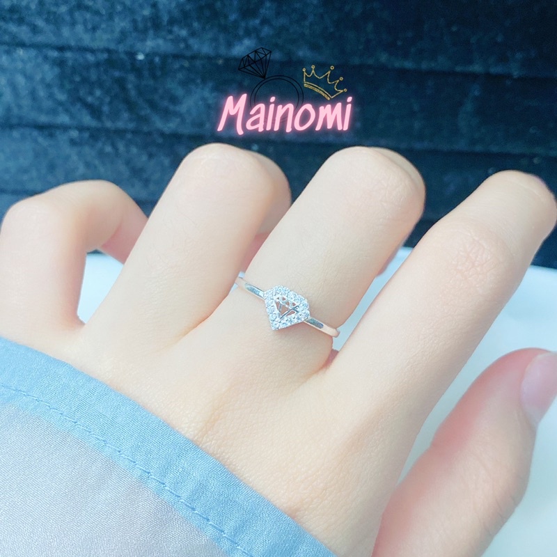 Nhẫn nữ bạc ta hình kim cương đính đá xinh xắn Mainomi Shop Bạc Xinh