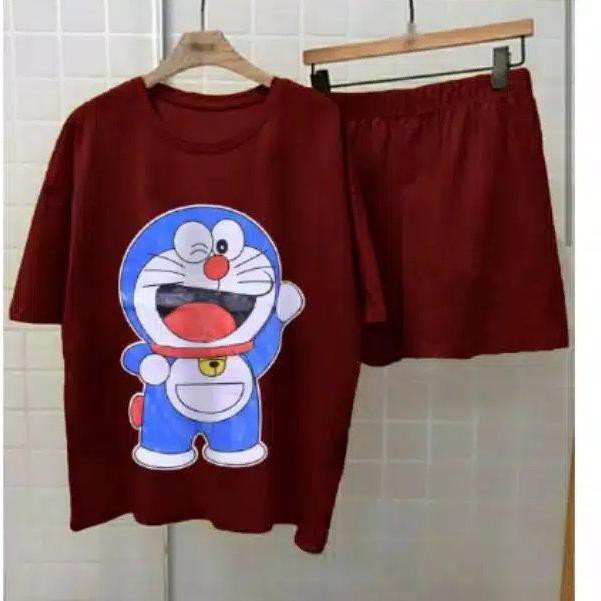 Set Đồ Bộ Dài Tay In Hình Doraemon Dễ Thương Cho Nữ