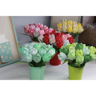 Chậu Hoa TuLip vải Handmade