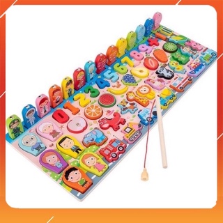 Bộ Đồ Chơi Câu Cá, Ghép Số 5in1 Bằng Gỗ Cho Bé - Đồ Chơi Gỗ Thông Minh