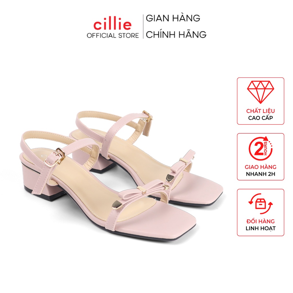 Giày sandal nữ quai ngang đơn giản mũi vuông quai mảnh nữ tính nhẹ nhàng màu pastel mang đi chơi làm Cillie cao 2cm 1000
