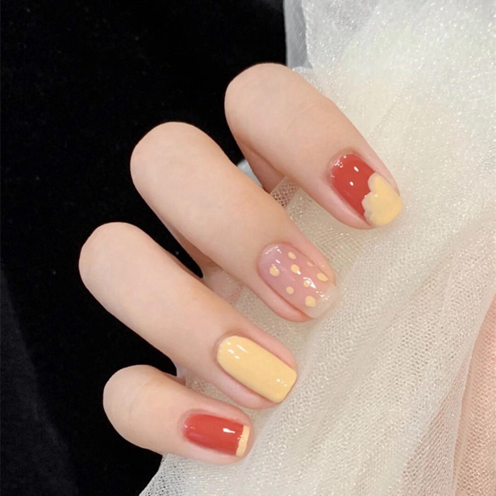 Bộ 24 Móng Tay Giả Đầu Tròn Cho Nữ